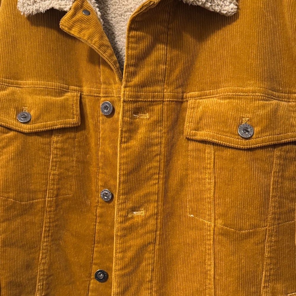 The Normal Brand Tan Corduroy Trucker Jacket with Sherpa Collar - Picture 4 of 7
